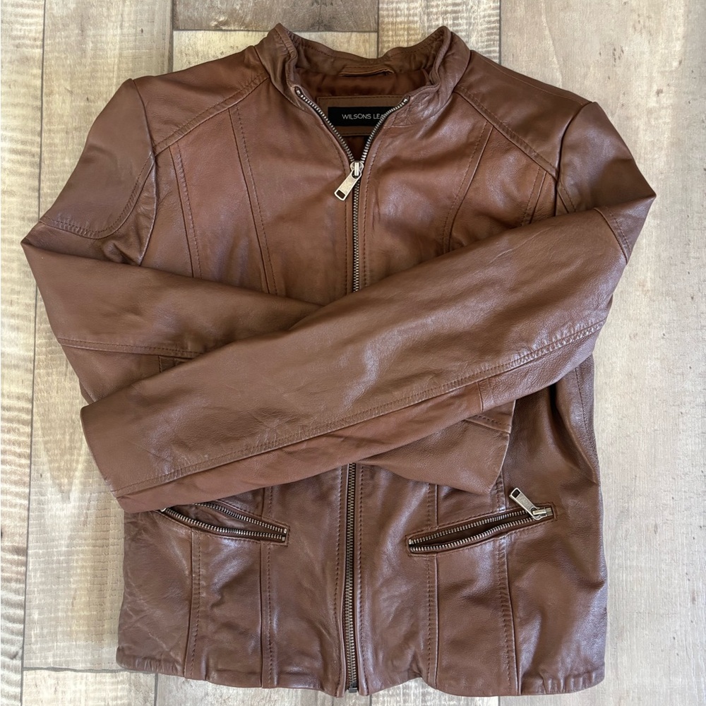 Wilsons Leather Tan Moto Jacket